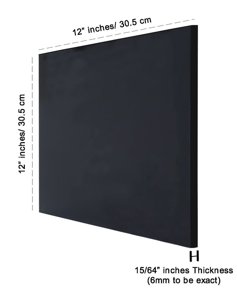 Inkdotpot Pack of 2, 6mm Matt Black Acrylic Sheet 15/64 Thick Cast 12"x12" Transparent Acrylic Plastic Board with Protective Paper, DIY Display Project - Image 3