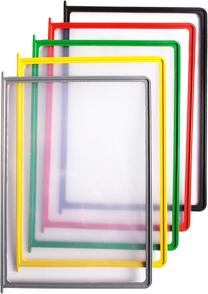 Infomate Wall Unit Folder A4 with 5 Folders - Wall Hanging Documents Storage File Folders - Mix color Folders - Image 5
