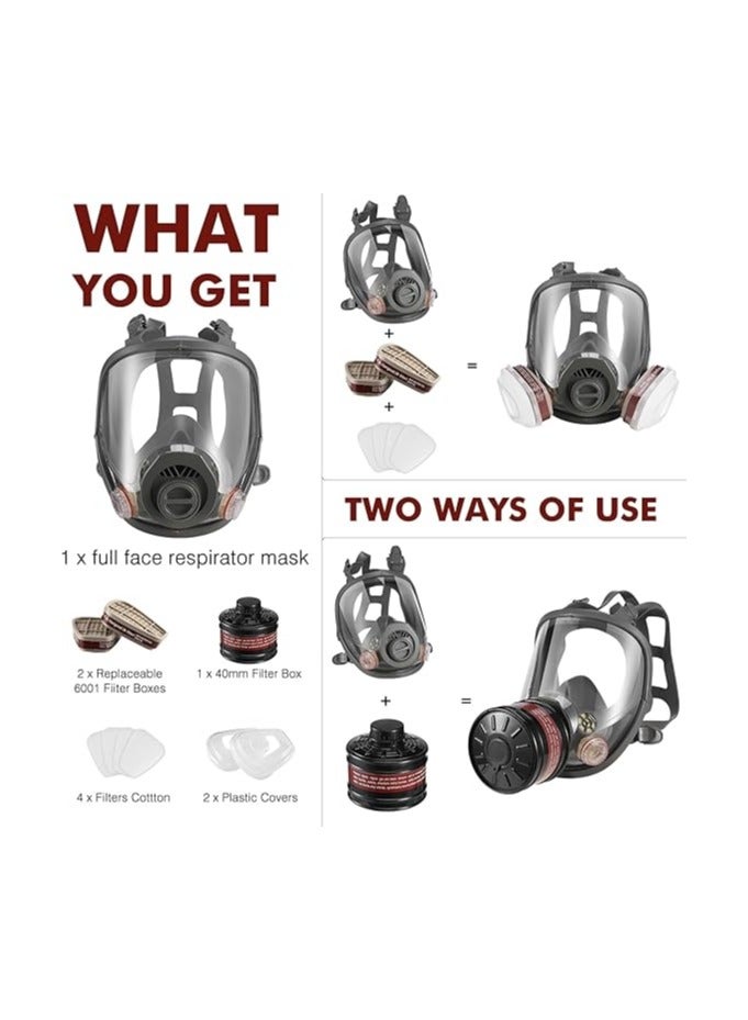 PINZY Reusable full face survival mask with activated carbon filter - Image 2