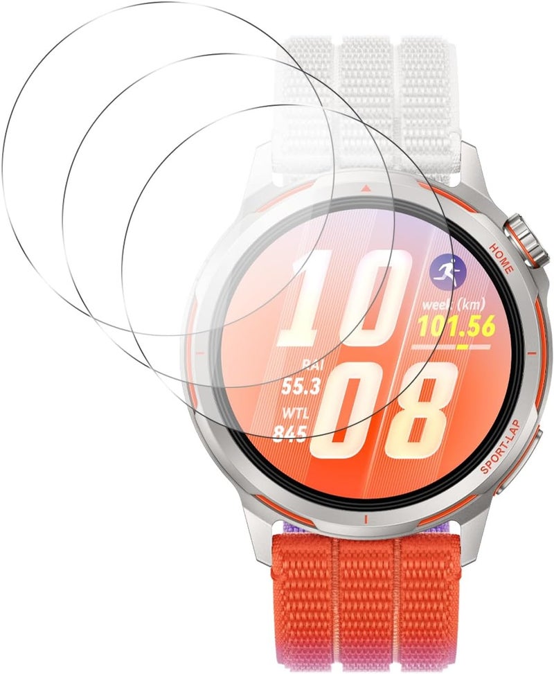 WUNIAK [3 Pack] Compatible for HUAWEI WATCH GT Runner 2 Tempered Glass Screentector, 9H Hardness, Anti-scratch, Anti-fingerprint, Anti-bubble Easy Installation - Image 1