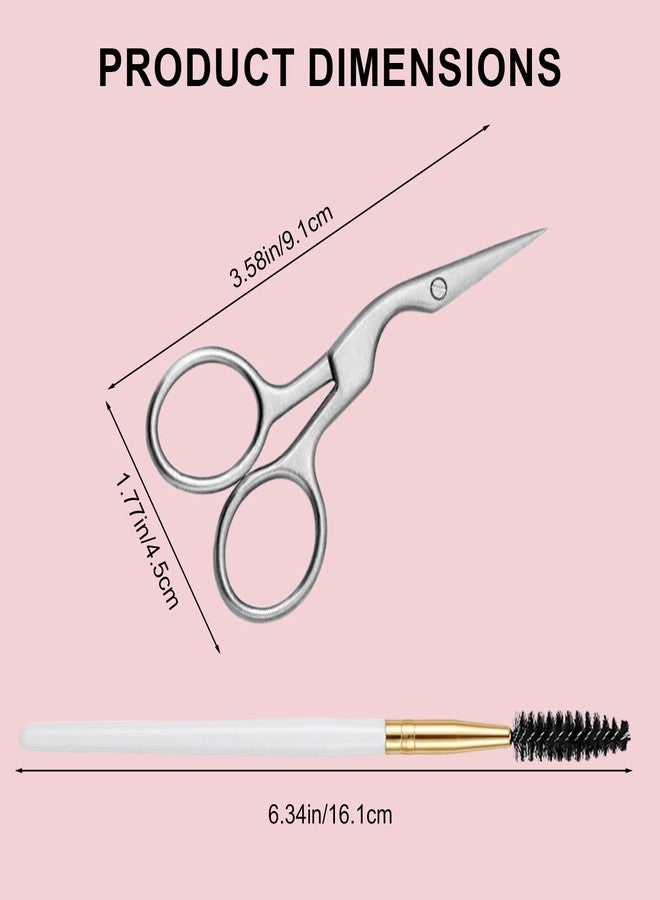 DAWZMR 6 Pcs Eyebrow Scissors and Brush Set, Includes 3 Stainless Steel Scissors & 3 Eyebrow Brushes, Professional Brow Grooming Kit for Women Men - Image 2