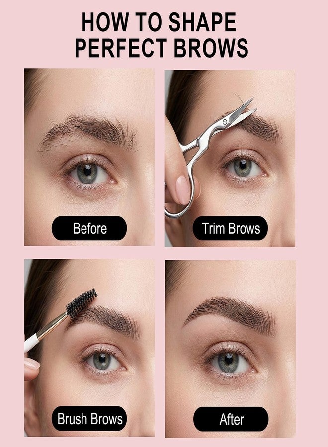 DAWZMR 6 Pcs Eyebrow Scissors and Brush Set, Includes 3 Stainless Steel Scissors & 3 Eyebrow Brushes, Professional Brow Grooming Kit for Women Men - Image 4