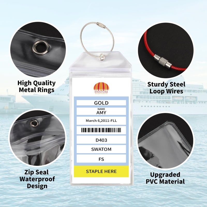 SWATOM Cruise Luggage Tags for Suitcases 4 Sets Carnival, NCL, Princess & MSC Waterproof Clear Luggage Bag Tag Holders for 2025 & 2026 Cruise Ships Essentials - Image 2