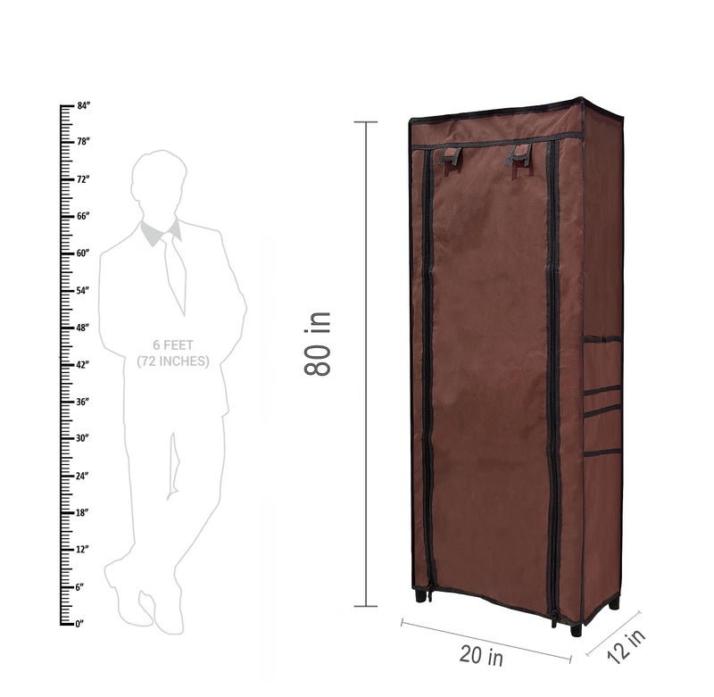 SANAMSTORE Metal 9 Tier Rack Shoe/Clothes/books stand Rack with cover for home (Need to Be Assemble - DIY) -Brown, Cm - Image 4