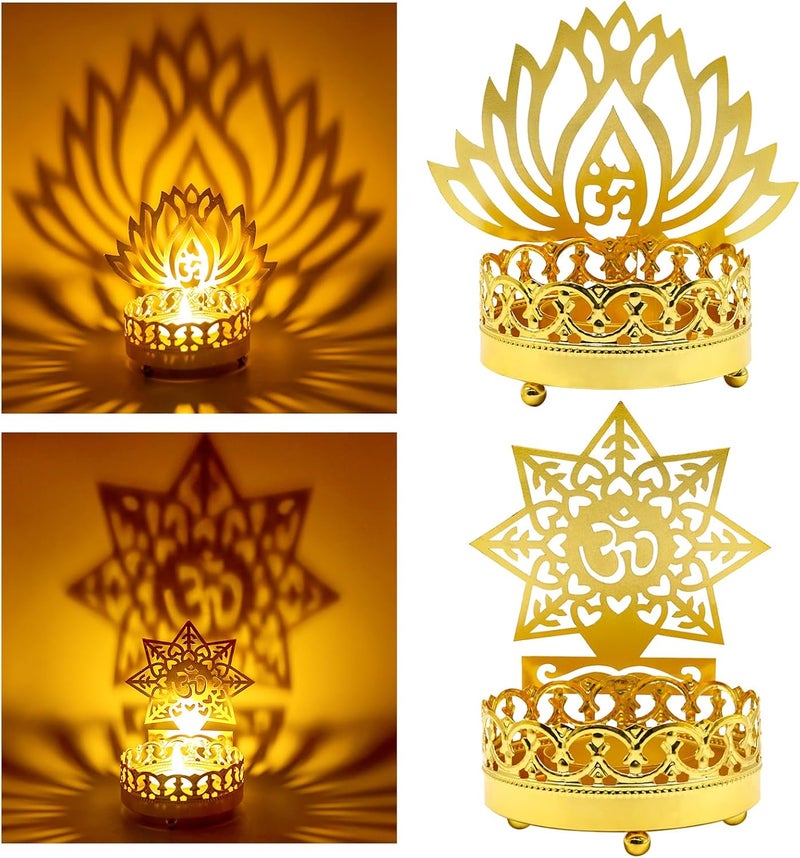 alikiki حامل شموع ديوالي معدني على شكل أوم - حامل شموع صغيرة - Image 1