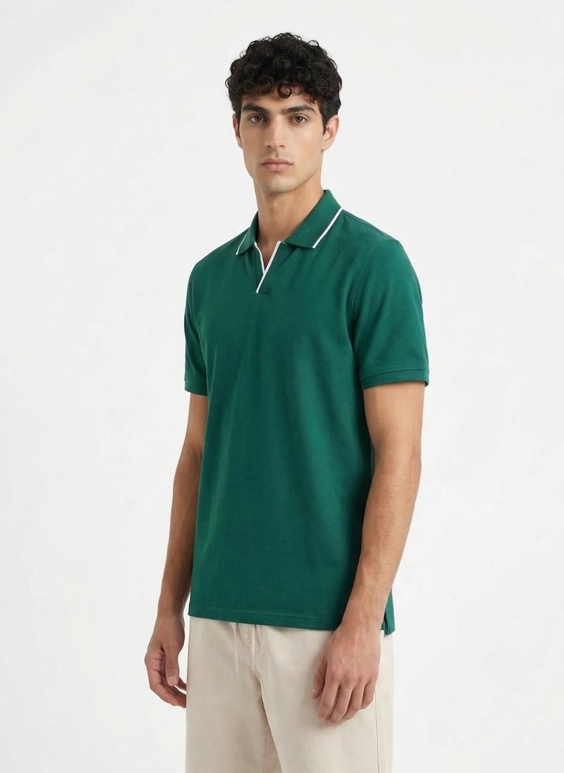 Nobero Tipped Johnny Collar Polo for Men - Image 4