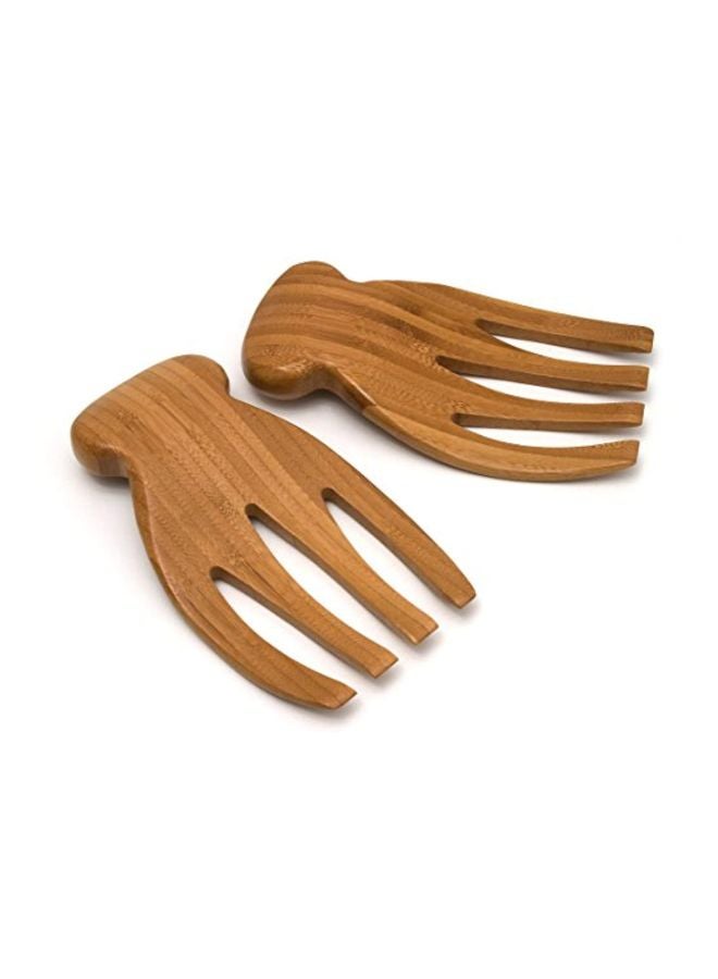 Lipper International أيدٍ خشبية من ليبر الدولية لتقليب وتقديم السلطات، 4" × 7 1/4" × 1 1/8"، زوج واحد، من الخيزران مع مقابض - Image 2