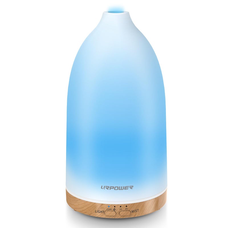 URPOWER Essential Oil Diffuser with 7 LED Color Changing Lights Timer AutoOff Ultrasonic Aromatherapy Fragrant Oil Humidifier Vaporizer Scent Diffusers for Home Bedroom Office Yoga - Image 2