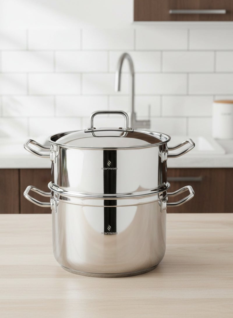 سوفرام قدر طبخ بخار سوفرام استيل تركي غطاء ستيل مقاس 20 سم - Image 1