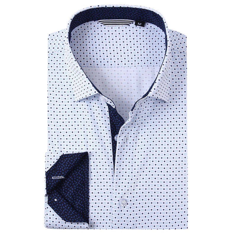 Alex Vando Mens Printed Dress Shirts Easy Care Long Sleeve Button Down Shirt,Turquoise Dots 05,XXL - Image 1