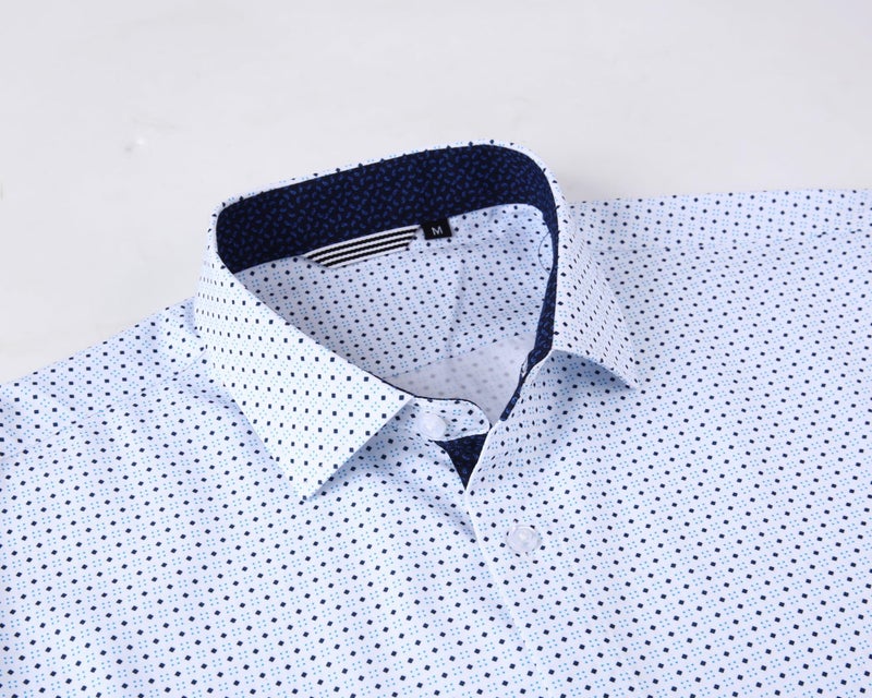 Alex Vando Mens Printed Dress Shirts Easy Care Long Sleeve Button Down Shirt,Turquoise Dots 05,XXL - Image 4