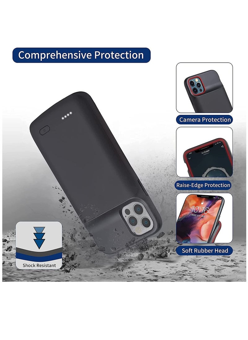 Womdee Battery Case for iPhone 12/12 Pro, Newest [4800mAh] Portable Charging Case Extended Battery Backup Pack for Apple iPhone 12/12 Pro Rechargeable Charger Case(6.1inch)- Black  - Image 5