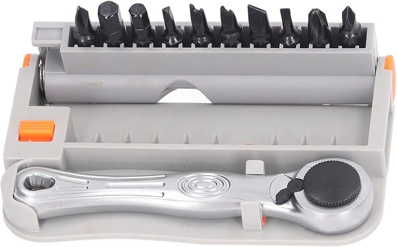 12 قطعة مجموعة مفك براغي اسئلة بمفتاح راتشيت محمول مع 10 رؤوس لإصلاح وفك وتركيب - Image 5