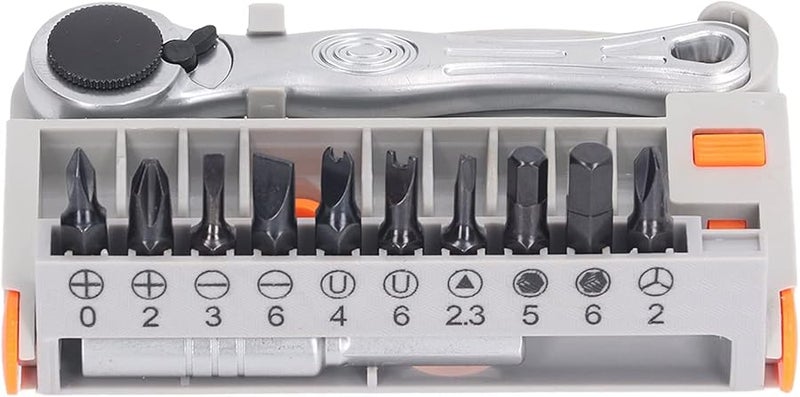 12 قطعة مجموعة مفك براغي اسئلة بمفتاح راتشيت محمول مع 10 رؤوس لإصلاح وفك وتركيب - Image 1