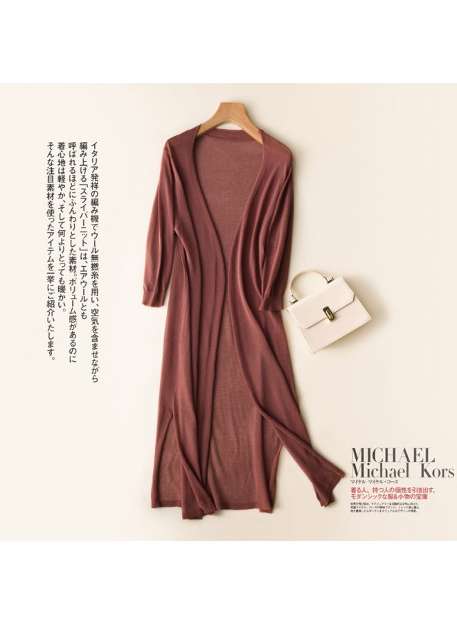 Song Feng Ya Korean Style Thin Sun Protection Clothing W En's Summer New Ice Cotton Linen Knitted Cardigan Midi Air-conditioning Shirt Jacket - Image 1