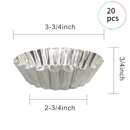 MYStar Set of 20, 3-3/4" Fluted Design Round Shape Non-stick Aluminum Tart Mold, Mini Pie Tin, Tartlet Pan - Image 5