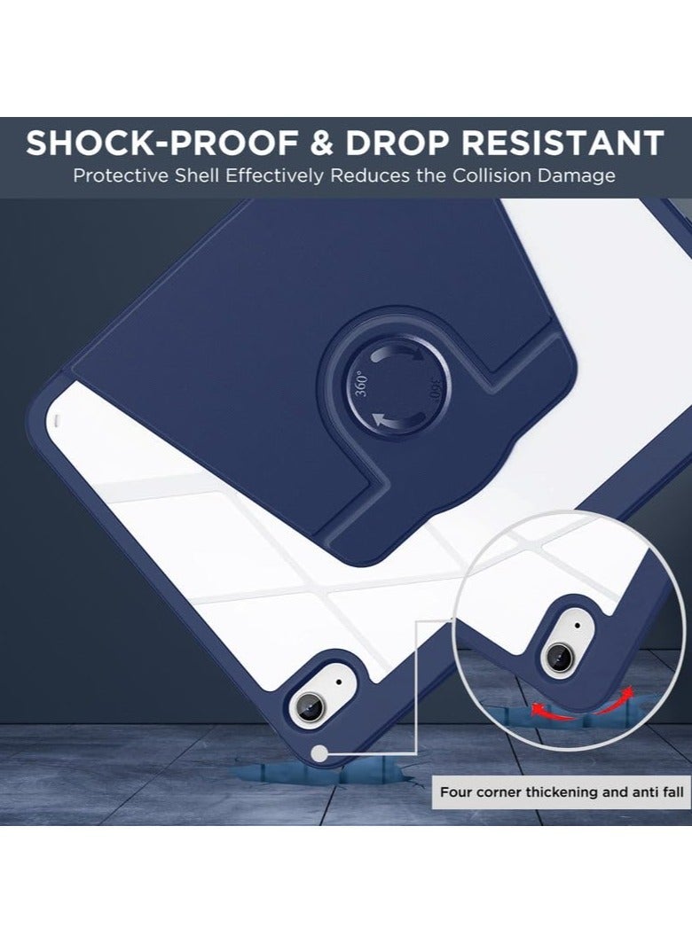 JAJEEK Rotating Case for iPad (A16)11th Generation 11 inch (2025) / iPad 10th Generation 10.9 inch(2022) with Pencil Holder,Auto Wake/Sleep,360 Degree Rotation Protective Stand Cover Clear Back- Blue - Image 5