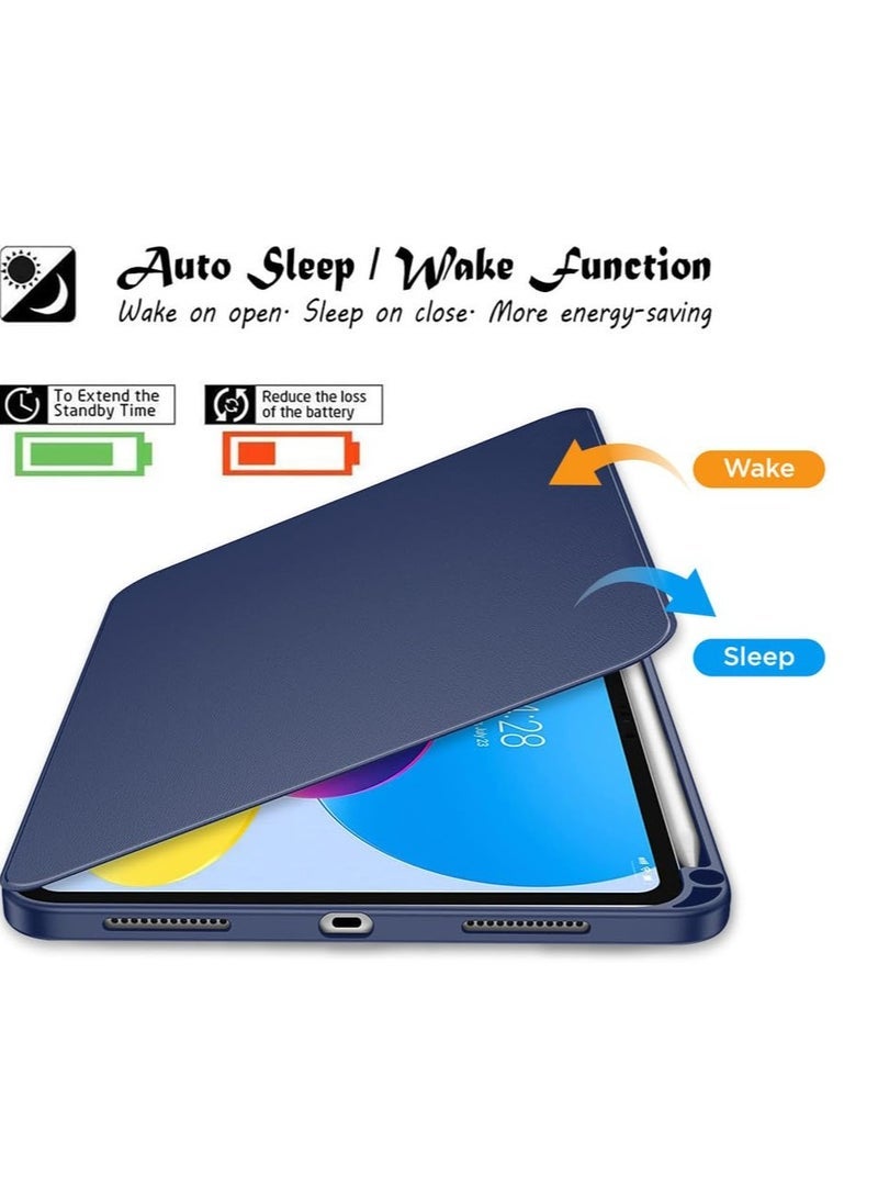 JAJEEK Rotating Case for iPad (A16)11th Generation 11 inch (2025) / iPad 10th Generation 10.9 inch(2022) with Pencil Holder,Auto Wake/Sleep,360 Degree Rotation Protective Stand Cover Clear Back- Blue - Image 4