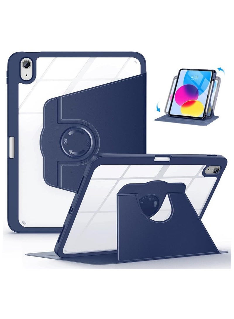 JAJEEK Rotating Case for iPad (A16)11th Generation 11 inch (2025) / iPad 10th Generation 10.9 inch(2022) with Pencil Holder,Auto Wake/Sleep,360 Degree Rotation Protective Stand Cover Clear Back- Blue - Image 1