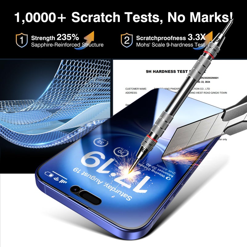 EZ-GLAZ- 4 Pack for iPhone 16 Privacy Screen Protector [6.1"] With 2 Pack Camera Lens Protector, 9H+ Hardness 12FT Military Grade Shatterproof Scratch Resistant Durable Tempered Glass Film with Flawless Fit Kit - Image 5
