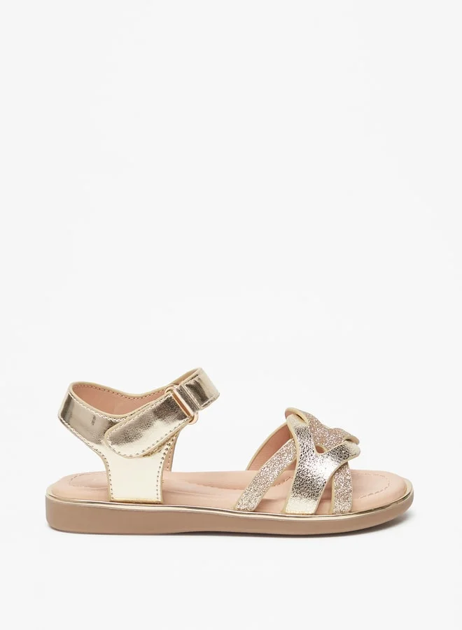 جونيورز Girls Textured Sandals With Hook And Loop Closure