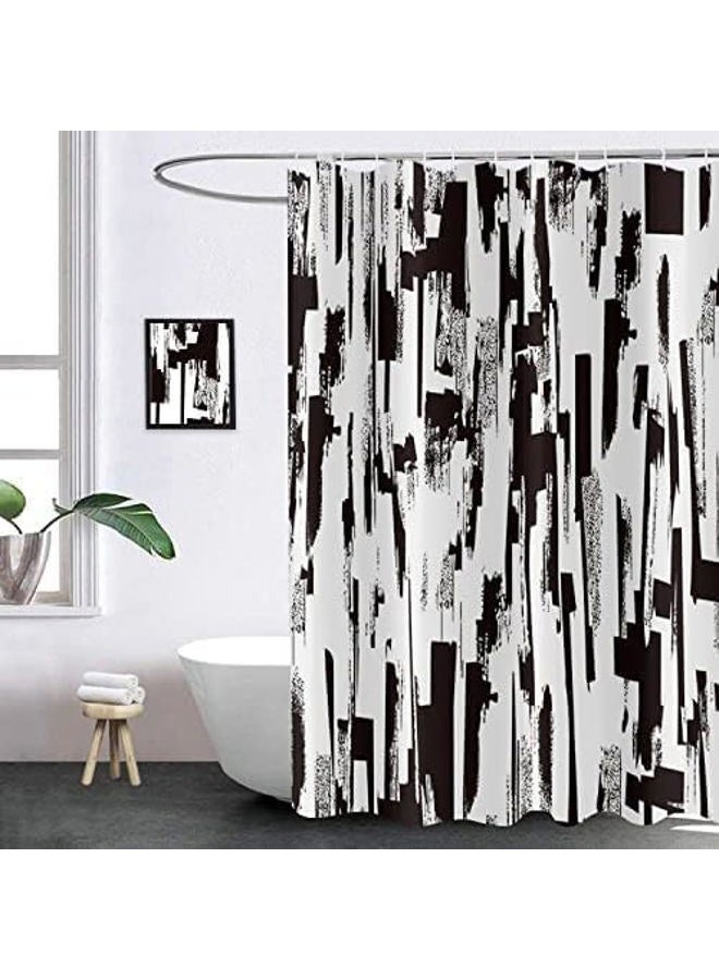 GCIREC Black and White Shower Curtain, Abstract Art with Brushstrokes Chaos Image Print Bathroom Curtain for Men Contemporary Bathtub Decor Waterproof Fabric Machine Washable with 12 Hooks - Image 3