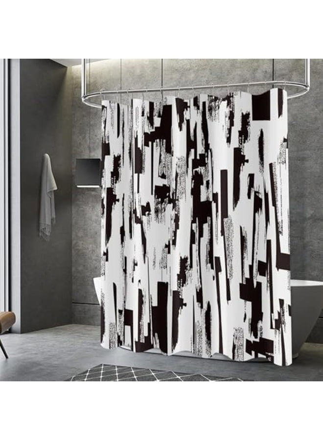 GCIREC Black and White Shower Curtain, Abstract Art with Brushstrokes Chaos Image Print Bathroom Curtain for Men Contemporary Bathtub Decor Waterproof Fabric Machine Washable with 12 Hooks - Image 1