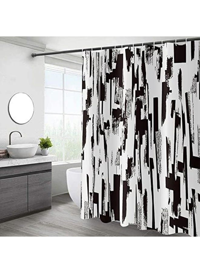 GCIREC Black and White Shower Curtain, Abstract Art with Brushstrokes Chaos Image Print Bathroom Curtain for Men Contemporary Bathtub Decor Waterproof Fabric Machine Washable with 12 Hooks - Image 2