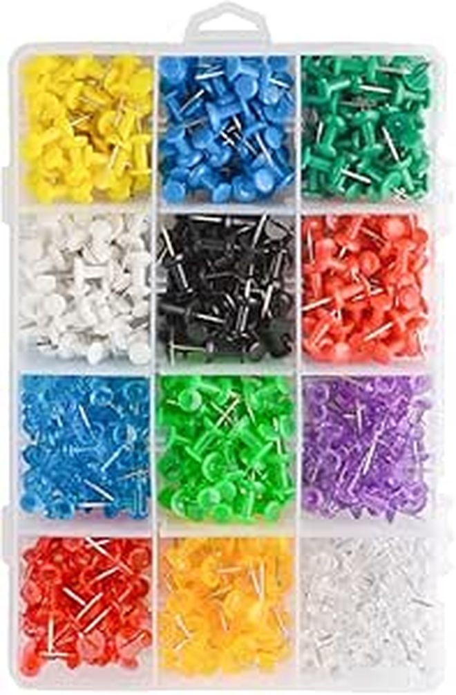 600 Pcs Colorful Push Pins for Cork Bulletin Board Office School Map Use - Image 1