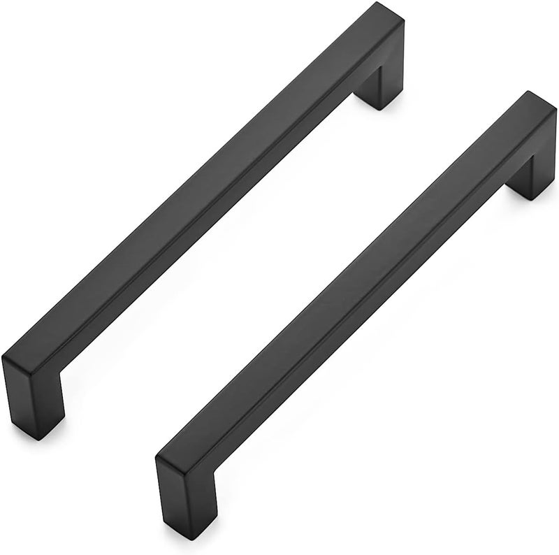 Ravinte 5 Pack 6-1/4 Inch Square Cabinet Handles - Matte Black Stainless Steel Drawer Pulls - Kitchen Hardware - Image 1