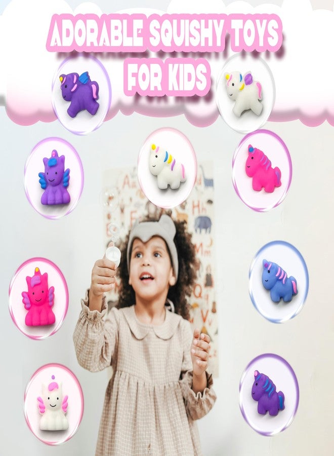 JIAHO 9 Pcs Unicorn Mochi Squishy Toys for Kids Party Favors, Kawaii Unicorn Squishies, Mini Animals Stress Relief Fidget Toys Bulk for Kids Prizes, Mochi Squishy Sensory Toy for Easter Basket Stuffers - Image 2