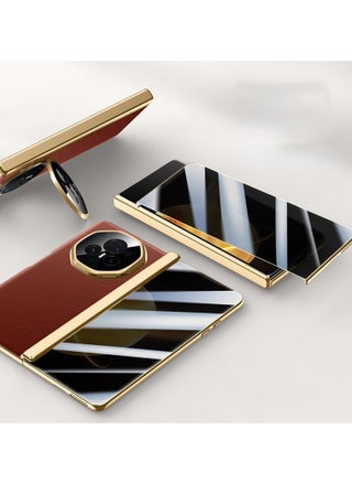 Honor Magic V3 Electroplated Frame Magnetic Hinge Protection Grain Leather Case with Lens Holder Privacy Screen Protector For Magic V3 - pzsku/ZAE454D7B473C837041A8Z/45/1743822823/cad641cf-66ff-4d1b-b7a5-26f3041fa70f