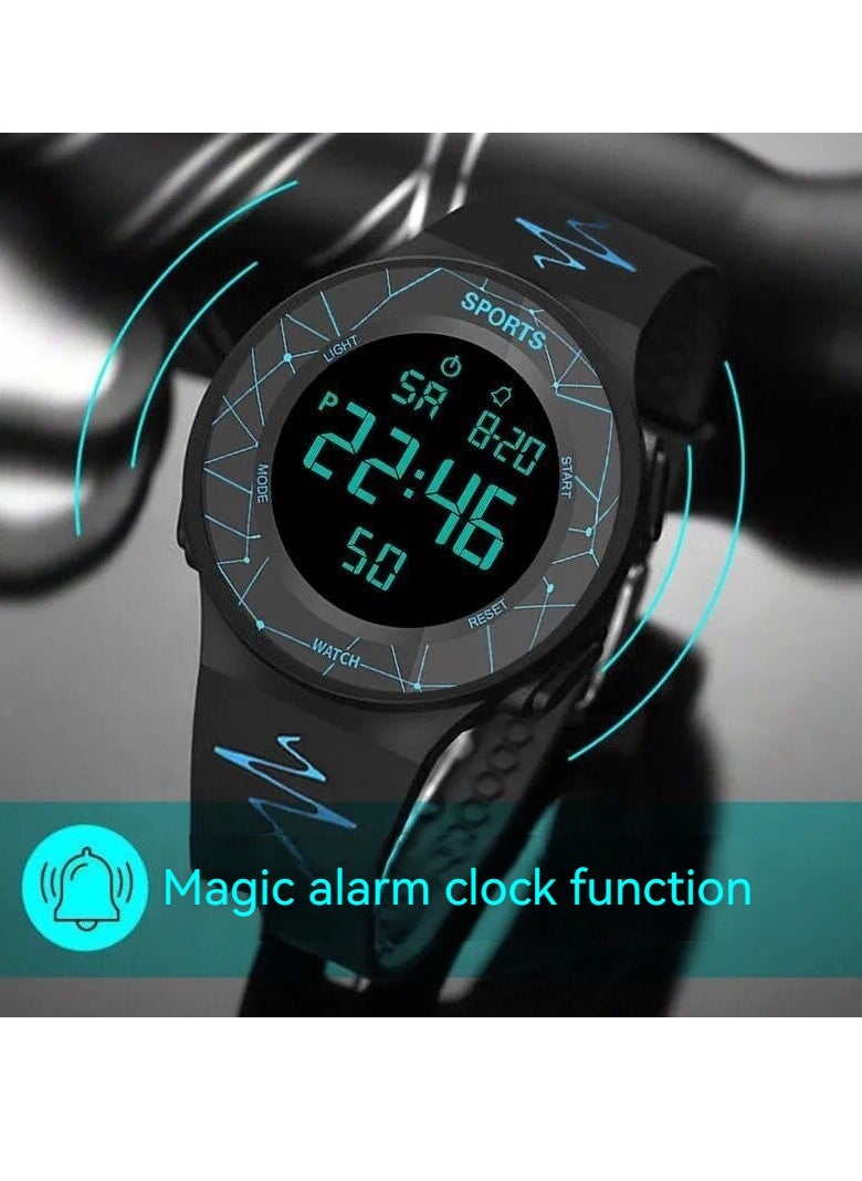 Generic New multifunctional student sports watch, trendy, fashionable, simple, waterproof, luminous electronic watch (black)  - Image 2