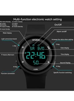 Generic New multifunctional student sports watch, trendy, fashionable, simple, waterproof, luminous electronic watch (black)  - Image 3