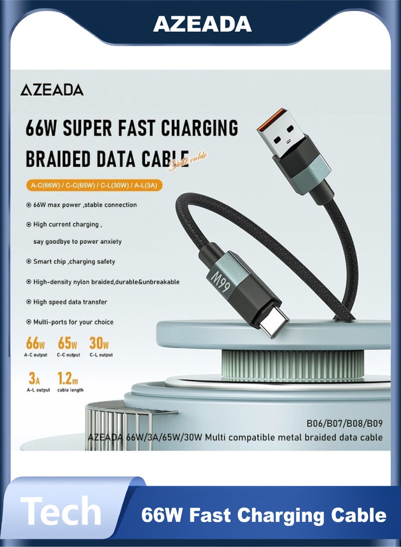 أزيادا AZEADA كابل بيانات معدنية متعددة التوافق 1.2 متر 65W - Image 1
