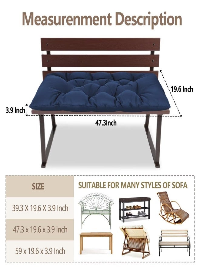 Yddsky 47.3 in Waterproof Indoor/Outdoor Garden Bench Seat Cushions，Thicken Patio Bench Soft Rocking Chairs Pad Lounger Seat for Wicker Loveseat Settee（47.3 X 19.6 in，Navy） - Image 2