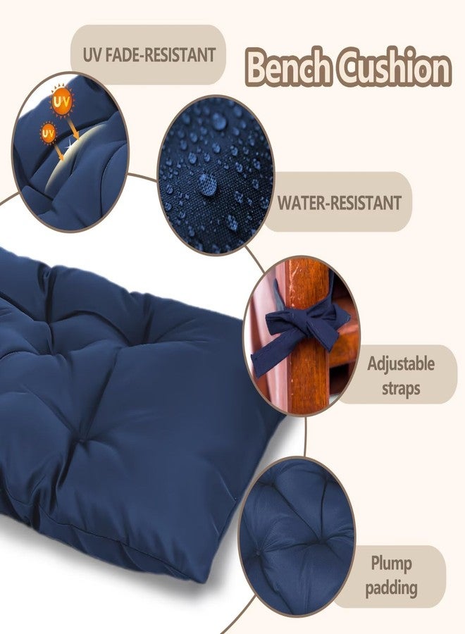 Yddsky 47.3 in Waterproof Indoor/Outdoor Garden Bench Seat Cushions，Thicken Patio Bench Soft Rocking Chairs Pad Lounger Seat for Wicker Loveseat Settee（47.3 X 19.6 in，Navy） - Image 5