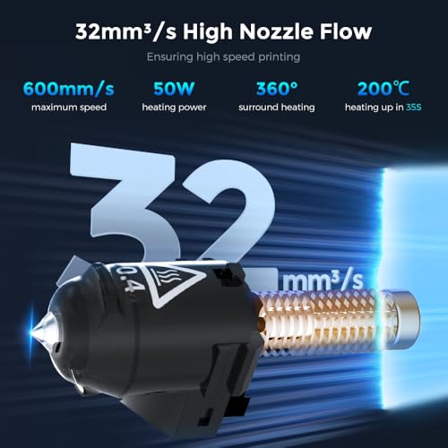 FLASHFORGE Adventurer 5M Nozzle Assembly, 32mm³/s High Flow, 35S Fast-Heat 200℃, 3S Quick-Release 3D Printer Copper Steel Nozzle Parts for AD5M/ AD5M Pro (0.25mm) - Image 2
