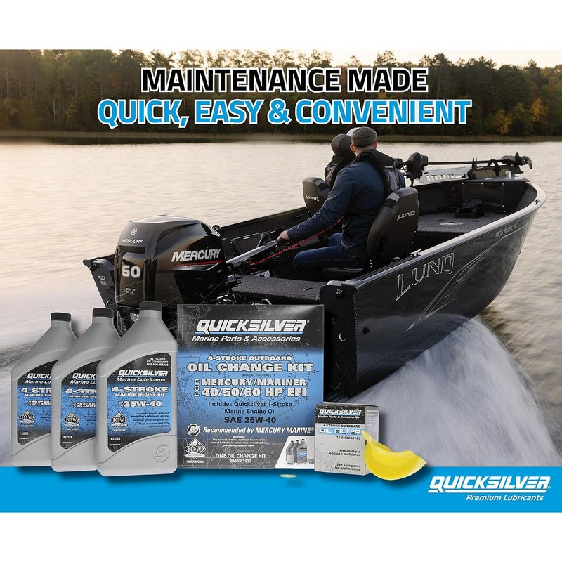 Quicksilver 25W-40 Oil Change Kit for 4-Stroke 40hp, 50hp and 60hp Mercury Outboards - Image 2