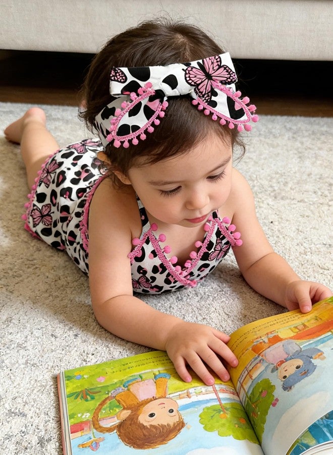 UNICOMIDEA Baby Girl Clothes 12-18 Months Backless Fashion Butterfly Infant Bodysuit with Bow-Knot Headband Pink Summer Adjustable Strap Newborn Romper Daily - Image 5