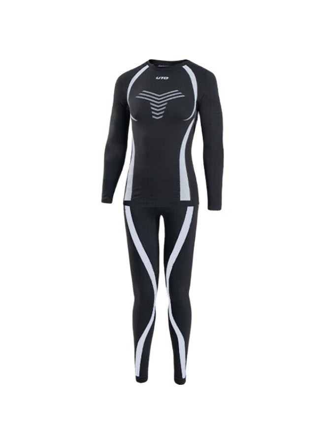 UTO Quick-Dry Compression Base Layer For Women, Functional Underwear For Skiing, Outdoor Sports, Running, Warm Set, Classic Black, M - Image 1