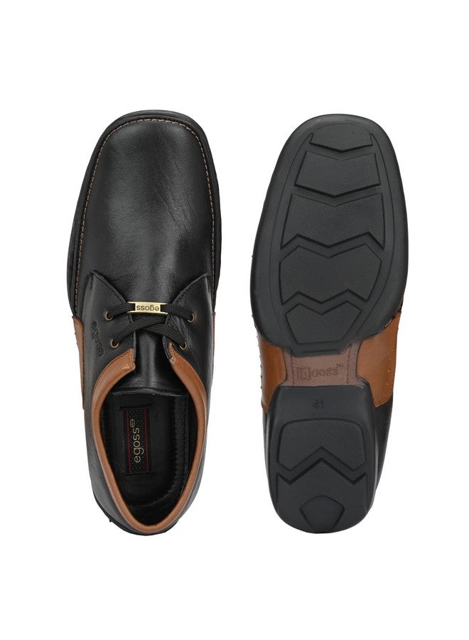 egoss Comforts Premium Genuine Leather Lace-Up Formal Shoes for Men (Black-10)-G-354 - Image 5