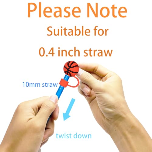 Kleeblatt Basketball Straw Covers Cap For Stanley Cup, 2pcs 10mm Cute Silicone Straw Toppers For Tumblers With 2pcs Basketball Charms Personalized, Stanley Cup Accessories - Image 2