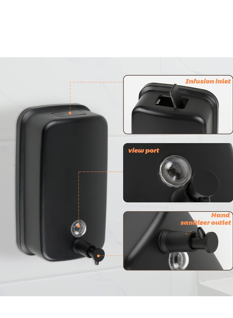 SYOSI Soap Dispenser Wall Mount, 800ml/27 Fl.oz Commercial Wall Mounted Black Metal Wall Soap Dispenser, Strong Anti-rust and Waterproof for Bathrooms, Hotels, Restaurants - Image 3