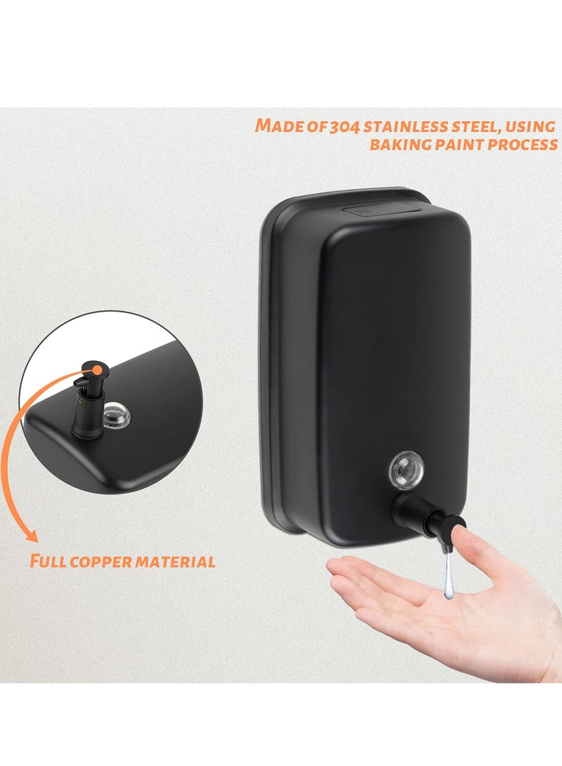 SYOSI Soap Dispenser Wall Mount, 800ml/27 Fl.oz Commercial Wall Mounted Black Metal Wall Soap Dispenser, Strong Anti-rust and Waterproof for Bathrooms, Hotels, Restaurants - Image 2