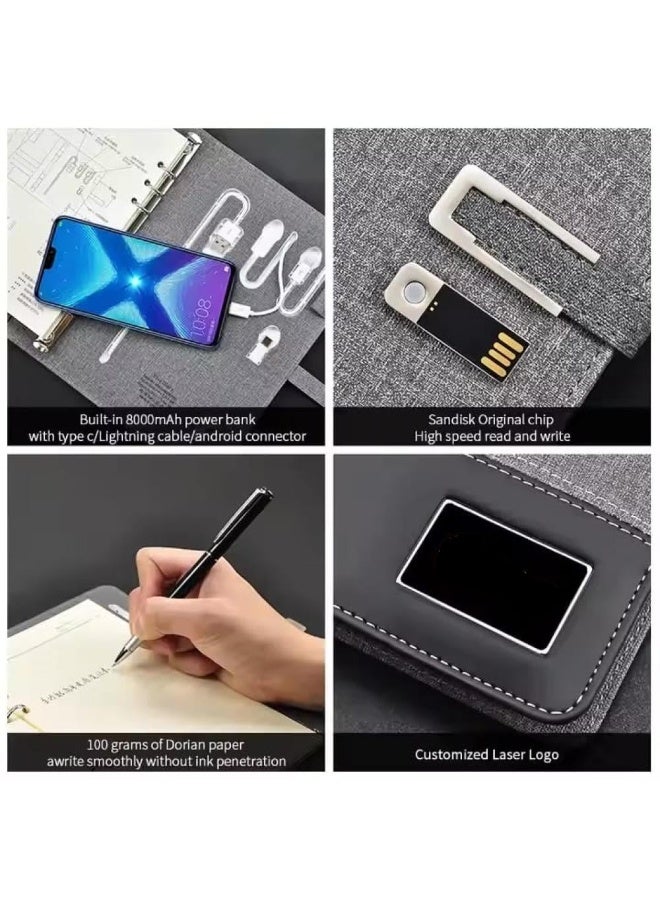 Smart business notebook with 8000mAh battery, 16G memory and 4-in-1 wireless charger