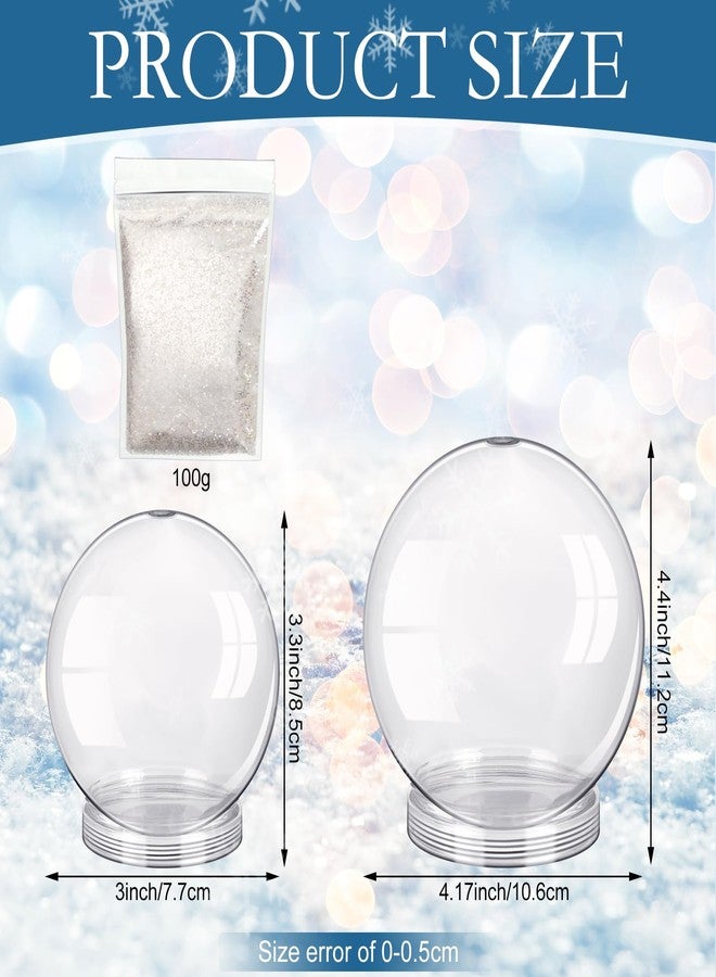 Sliner 22 Pcs Christmas Snow Globe Craft DIY Plastic Snow Globe 20 Pcs 4" 3" Clear Empty Water Globes with Screw Off Cap 2 Bags White Glitter Fillable Snows for DIY Crafts Xmas Home Decorations - Image 2