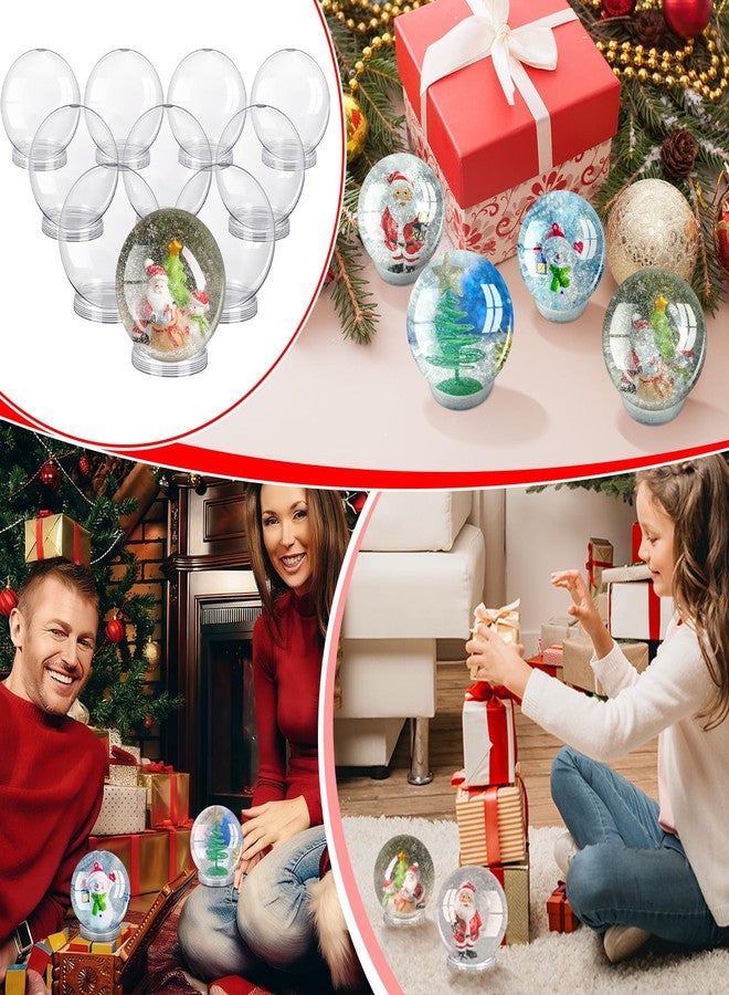 Sliner 22 Pcs Christmas Snow Globe Craft DIY Plastic Snow Globe 20 Pcs 4" 3" Clear Empty Water Globes with Screw Off Cap 2 Bags White Glitter Fillable Snows for DIY Crafts Xmas Home Decorations - Image 4