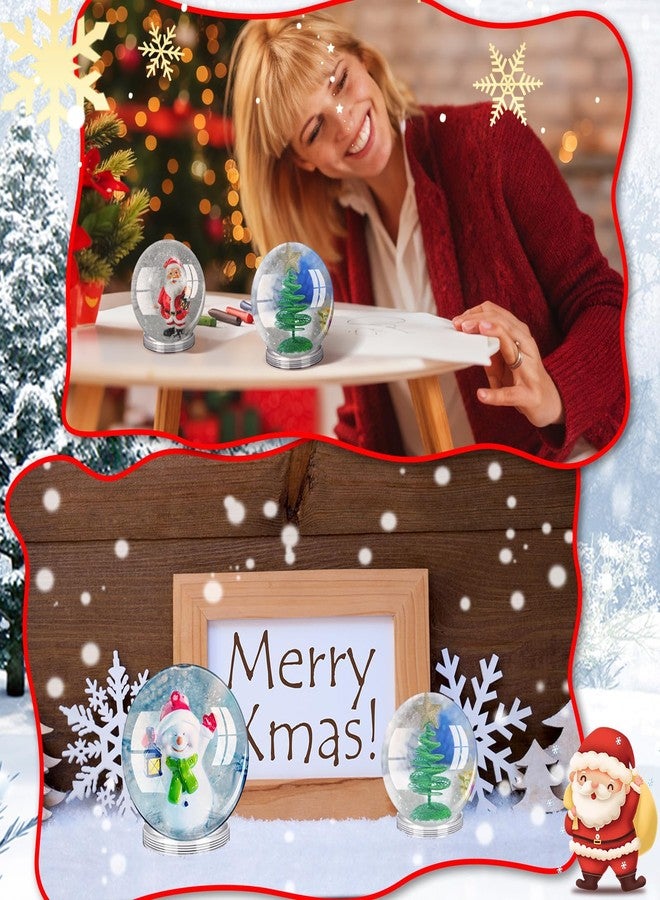Sliner 22 Pcs Christmas Snow Globe Craft DIY Plastic Snow Globe 20 Pcs 4" 3" Clear Empty Water Globes with Screw Off Cap 2 Bags White Glitter Fillable Snows for DIY Crafts Xmas Home Decorations - Image 5
