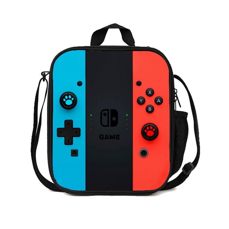 DIY Game Console Pattern School Backpack Set Student Meal Bag 